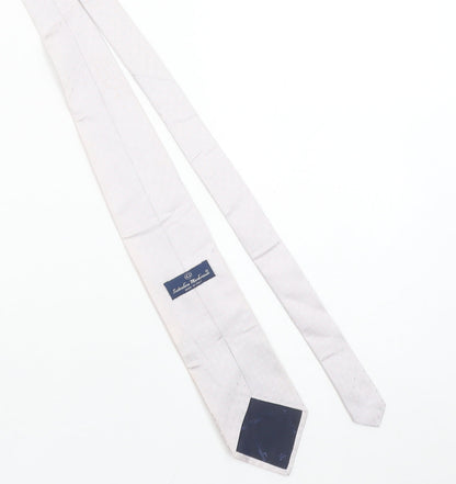 Salvatore Marforio Men's Ivory Silk Geometric Tie Made in Italy