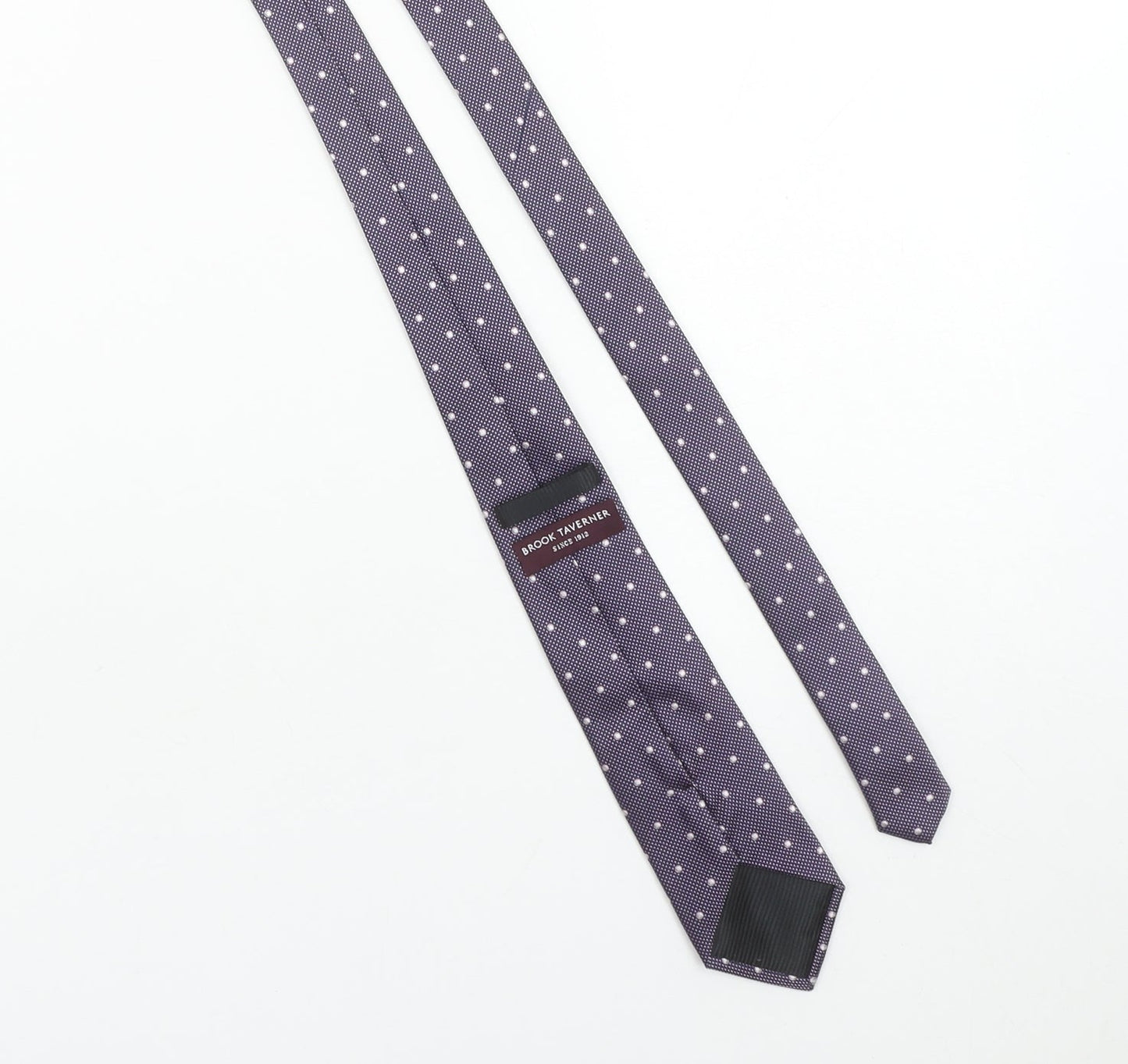 Brook Taverner Men's Blue Silk Polka Dot Slim Tie