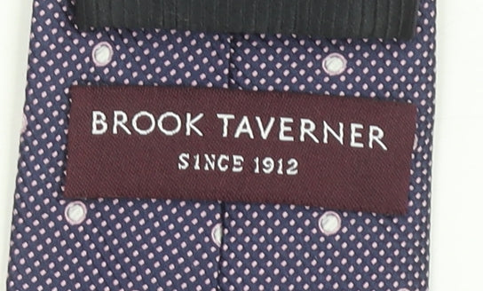 Brook Taverner Men's Blue Silk Polka Dot Slim Tie