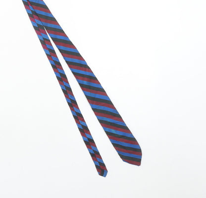 Thai Silk Men’s Blue & Burgundy Striped Hand Woven Pure Silk Tie