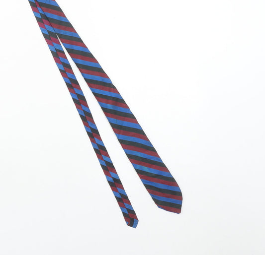 Thai Silk Men’s Blue & Burgundy Striped Hand Woven Pure Silk Tie