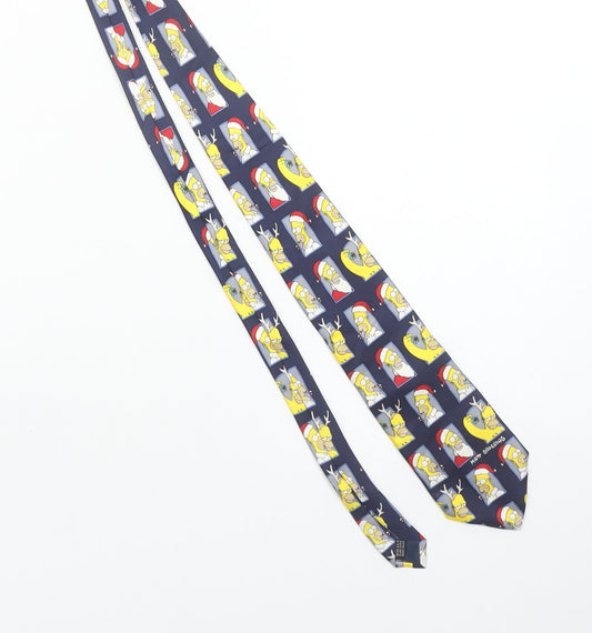 Mens The Simpsons Blue Cartoon 100% Silk Designer Tie