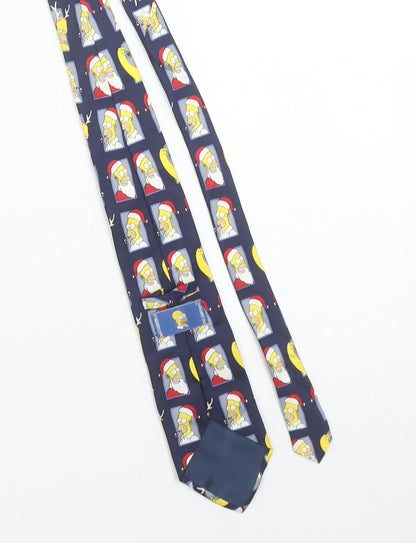 Mens The Simpsons Blue Cartoon 100% Silk Designer Tie