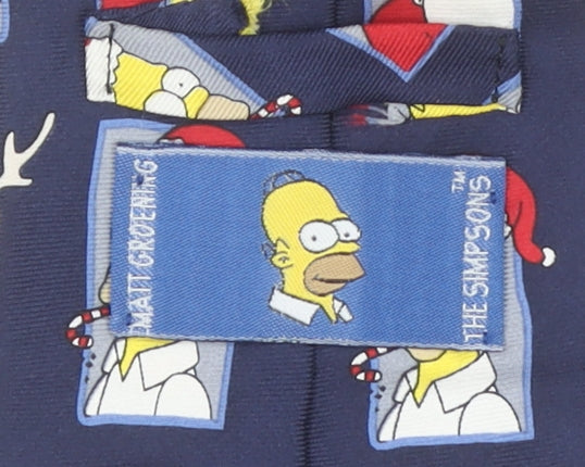 Mens The Simpsons Blue Cartoon 100% Silk Designer Tie