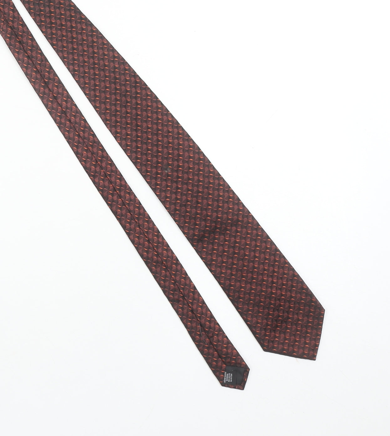 Tom Harrison Men's Brown Geometric 100% Silk Handmade Designer Tie