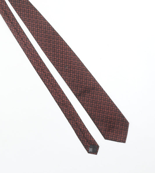 Tom Harrison Men's Brown Geometric 100% Silk Handmade Designer Tie