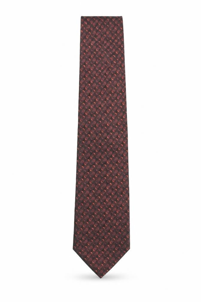 Mens Tom Harrison Brown Geometric 100% Silk Designer Tie