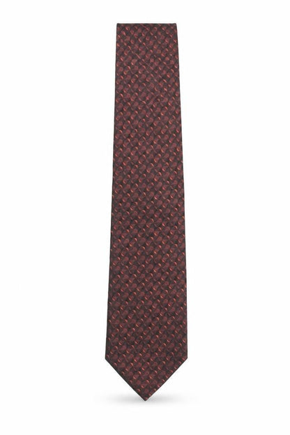 Mens Tom Harrison Brown Geometric 100% Silk Designer Tie