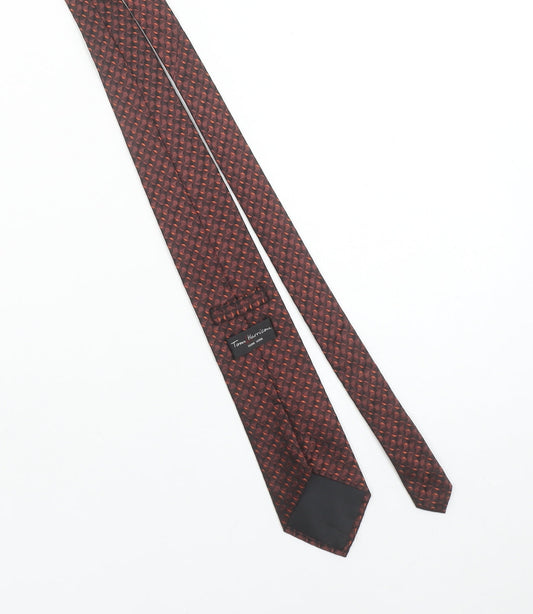 Tom Harrison Men's Brown Geometric 100% Silk Handmade Designer Tie