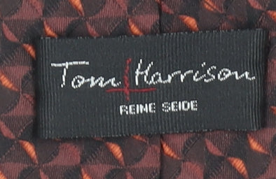 Tom Harrison Men's Brown Geometric 100% Silk Handmade Designer Tie
