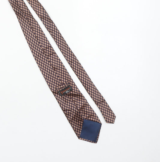 Mens Beaufort by Le Rack Blue Geometric 100% Silk Designer Tie