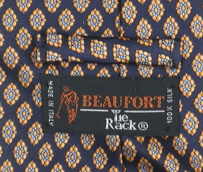 Mens Beaufort by Le Rack Blue Geometric 100% Silk Designer Tie
