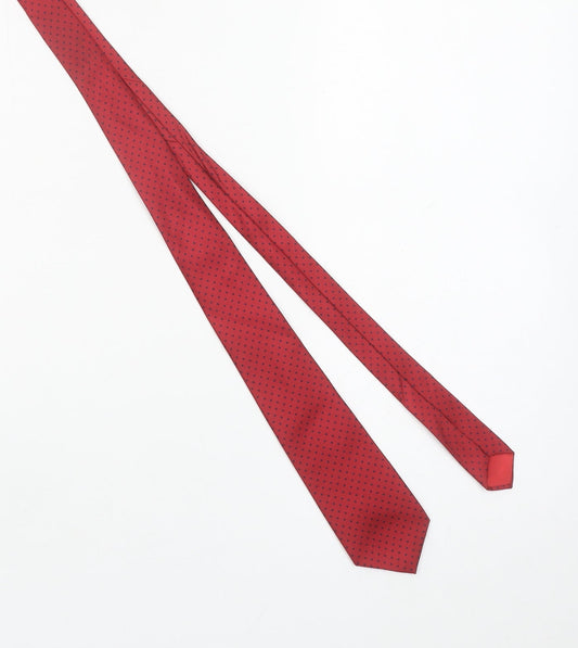 James Meade Men's Red Polka Dot Pure Silk Tie Made in Britain