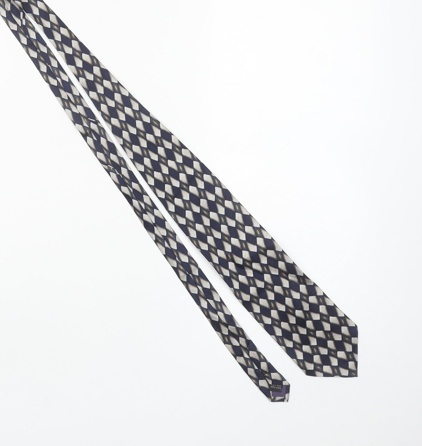 Silkworm London Men's Blue Geometric 100% Silk Handmade Tie