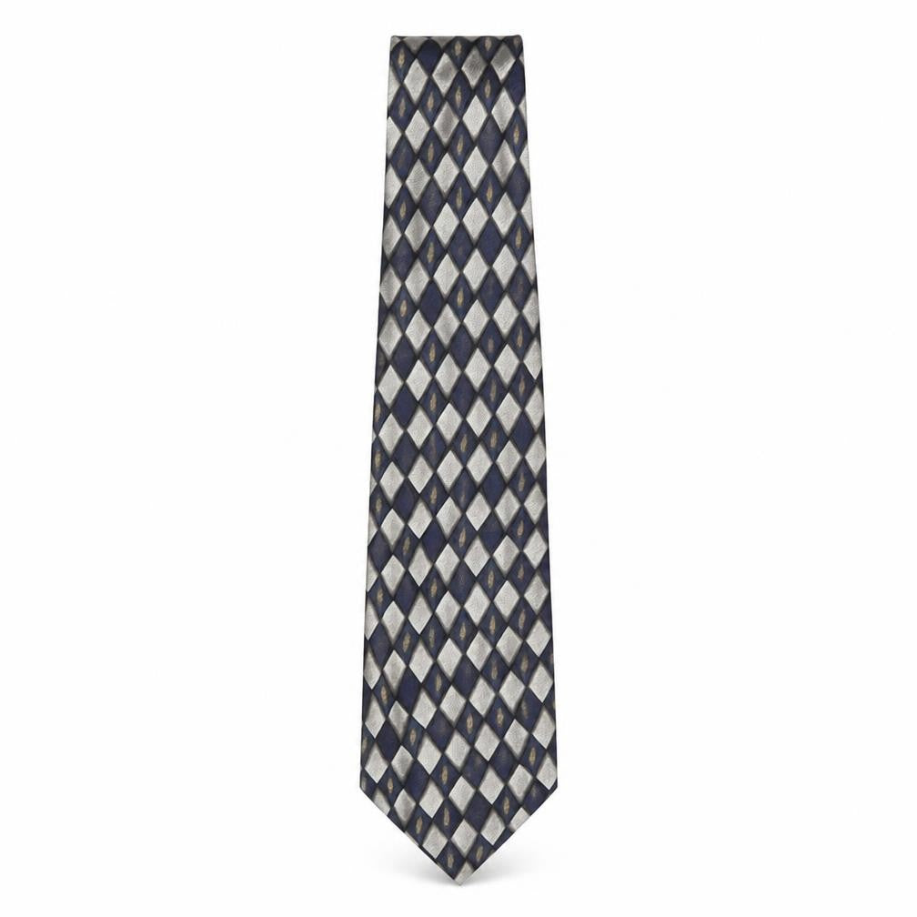 Mens Silkworm London Blue Geometric 100% Silk Designer Tie
