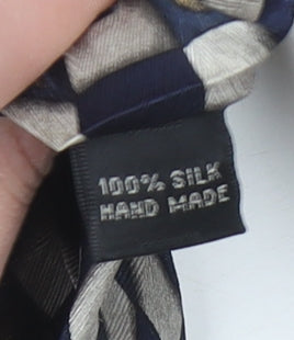 Silkworm London Men's Blue Geometric 100% Silk Handmade Tie