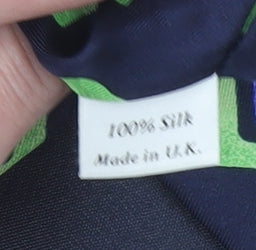 Burton Mens Navy Blue Green Geometric Pure Silk Tie One Size