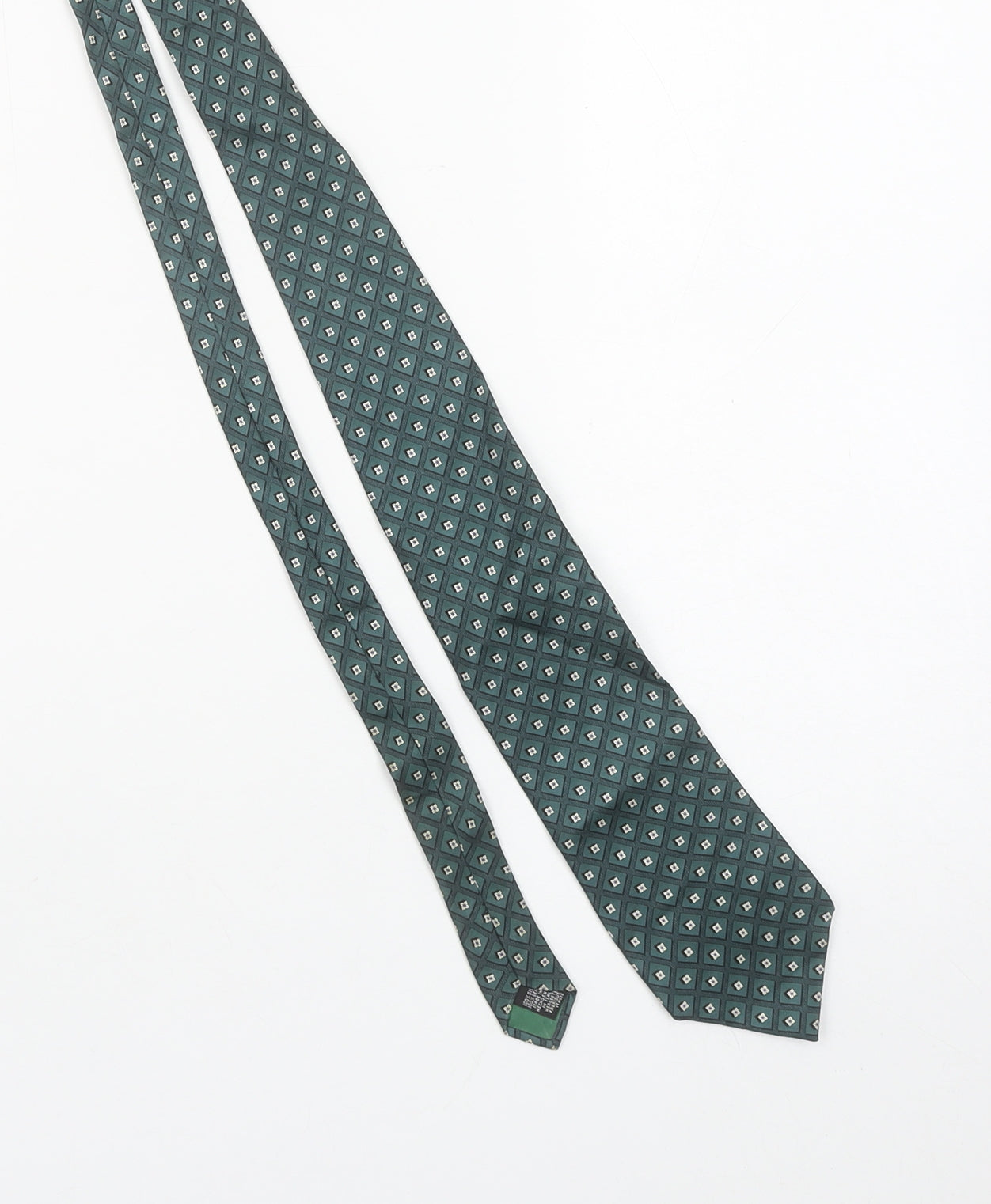 Angelo Bosani Men's Green Geometric Silk Tie Made in Italy One Size