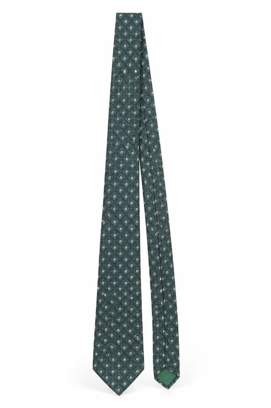 Mens Angelo Bosani Green Geometric 100% Silk Designer Tie