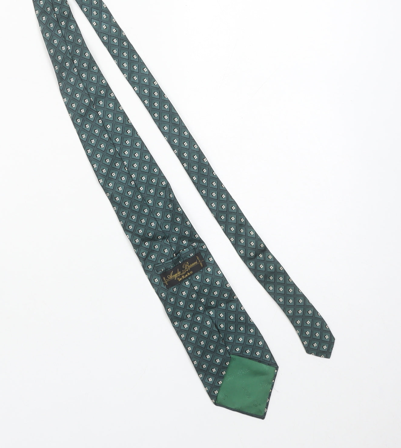 Angelo Bosani Men's Green Geometric Silk Tie Made in Italy One Size