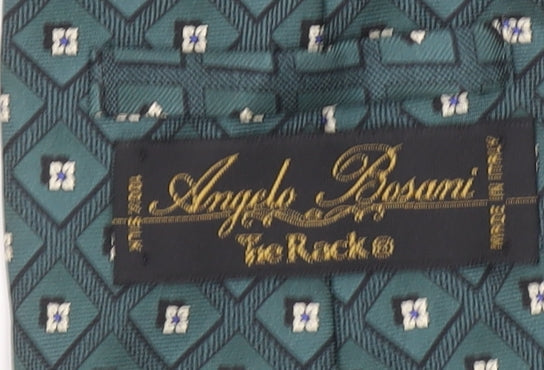 Angelo Bosani Men's Green Geometric Silk Tie Made in Italy One Size