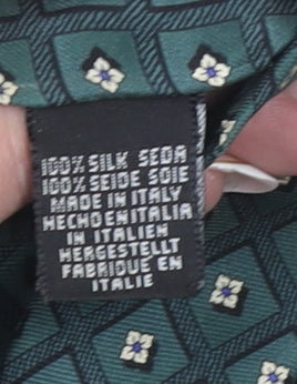 Angelo Bosani Men's Green Geometric Silk Tie Made in Italy One Size
