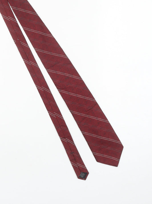 DKNY Men’s Red Silk Striped Designer Tie One Size