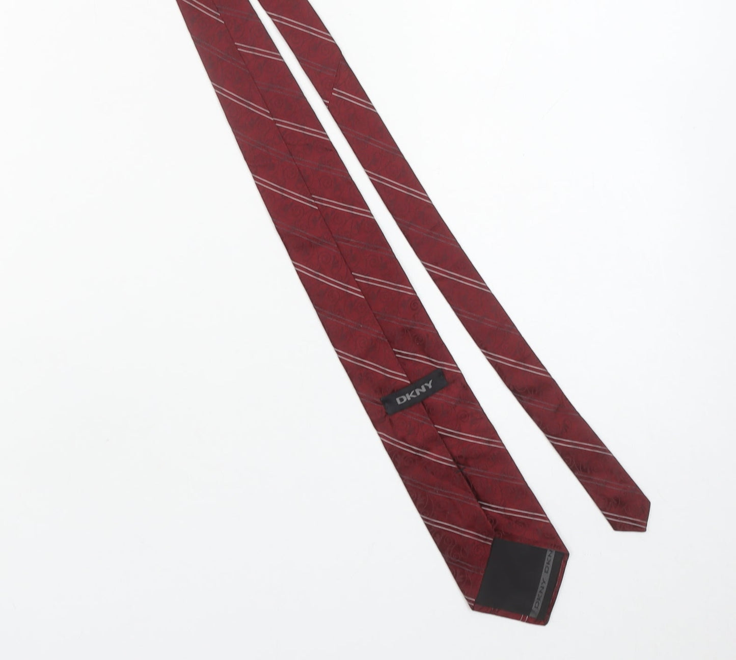 DKNY Men’s Red Silk Striped Designer Tie One Size