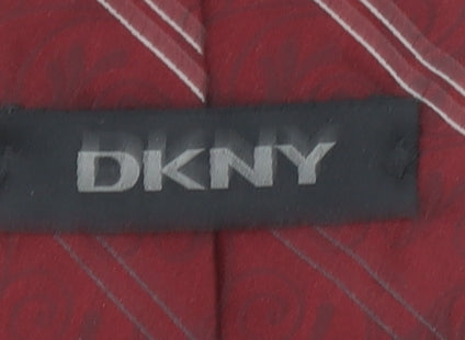 DKNY Men’s Red Silk Striped Designer Tie One Size