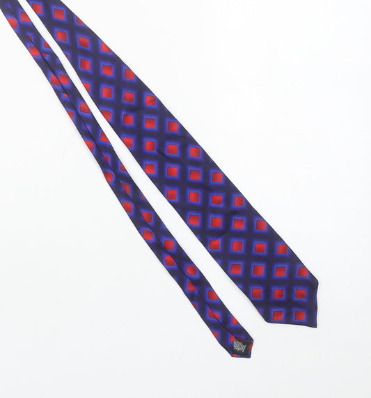 Marks and Spencer Men's Navy Red Geometric Silk Tie One Size