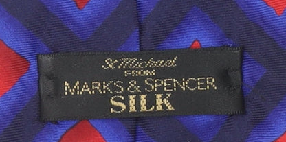 Marks and Spencer Men's Navy Red Geometric Silk Tie One Size