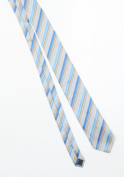 Michelsons of London Men's Blue Striped 100% Silk Tie One Size