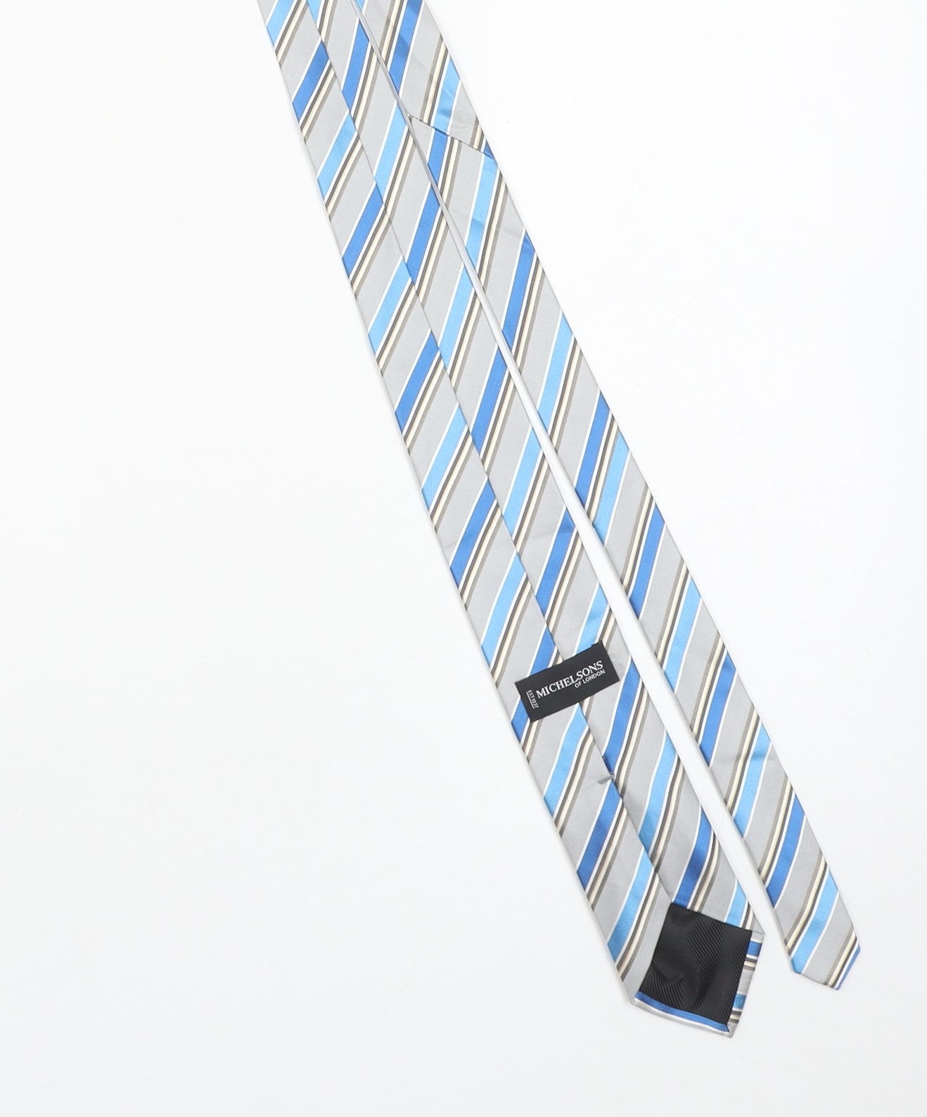 Michelsons of London Men's Blue Striped 100% Silk Tie One Size