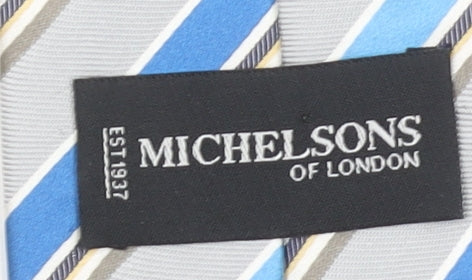 Michelsons of London Men's Blue Striped 100% Silk Tie One Size