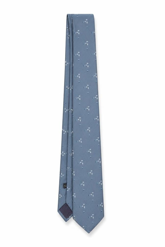 Mens Pierre Balmain Blue Geometric 100% Silk Designer Tie