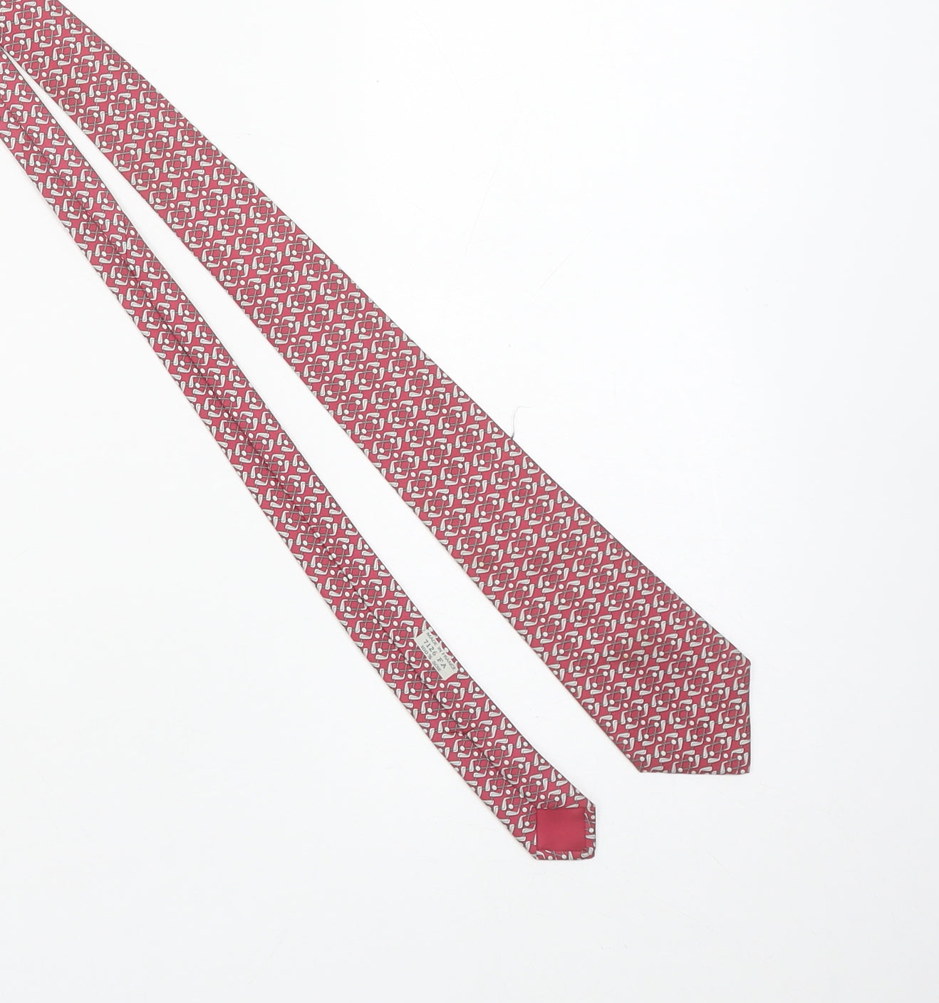 Hermès Men Red Geometric Designer 100% Silk Tie One Size
