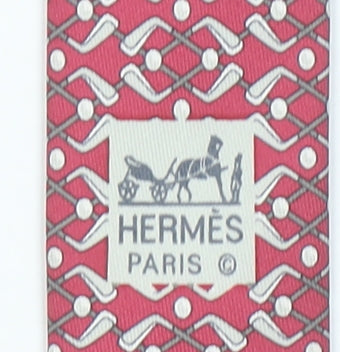 Hermès Men Red Geometric Designer 100% Silk Tie One Size