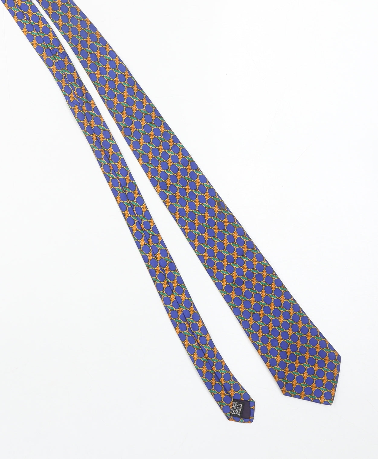 Charles Tyrwhitt Men's Blue Geometric Silk Tie Made in England One Size
