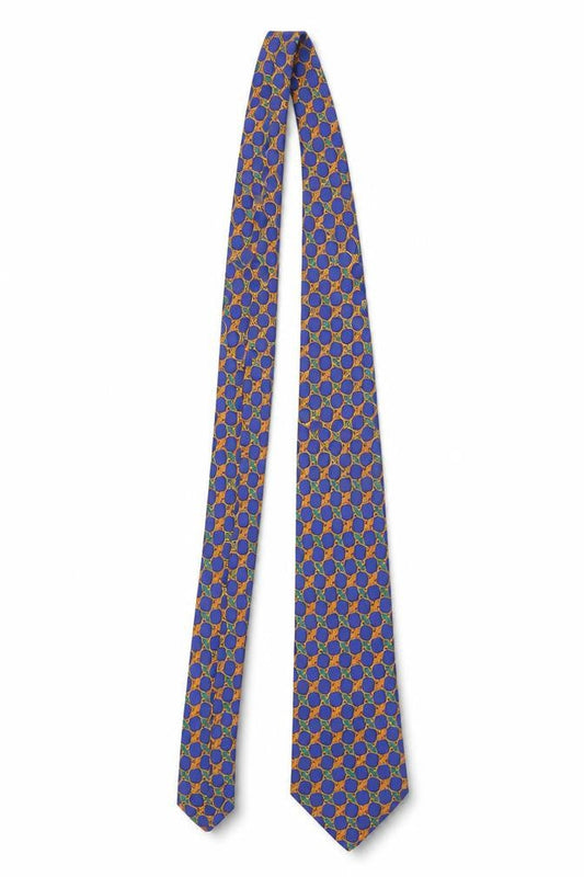 Mens Charles Tyrwhitt Blue Geometric 100% Silk Designer Tie
