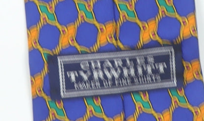 Charles Tyrwhitt Men's Blue Geometric Silk Tie Made in England One Size