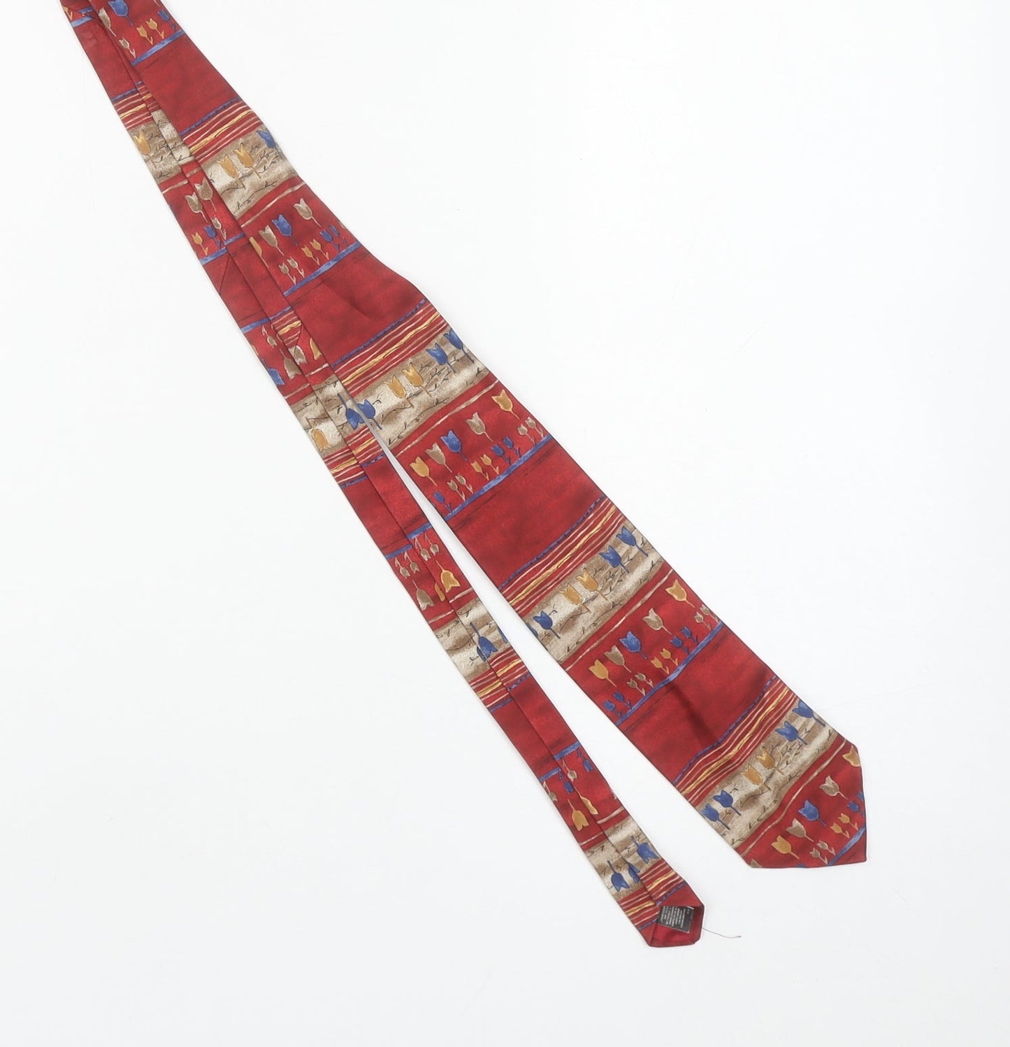 Marks and Spencer Men’s Red Silk Floral Patterned Tie Vintage