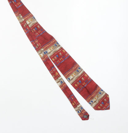 Marks and Spencer Men’s Red Silk Floral Patterned Tie Vintage