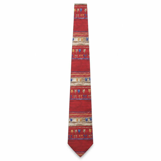 Mens Marks and Spencer Red Floral 100% Silk Pointed Tie