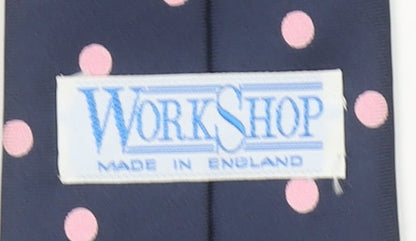 Workshop Men's Blue Silk Polka Dot Tie Made in England