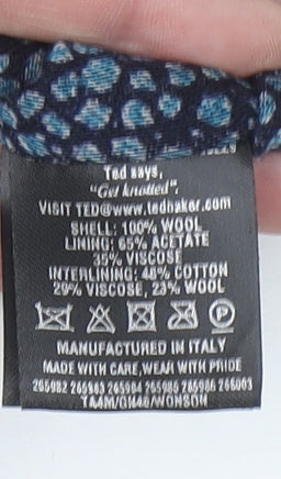 Ted Baker Men's Blue Patterned Wool Slim Tie Made in Italy One Size