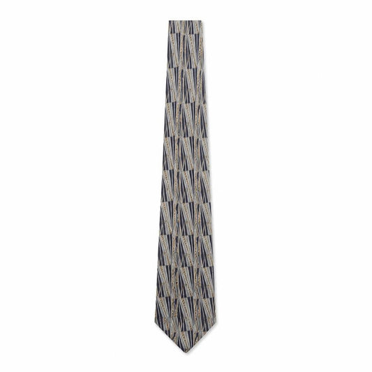 Being Casual Beisite Men's Beige and Blue Geometric 100% Silk Handmade Tie One Size