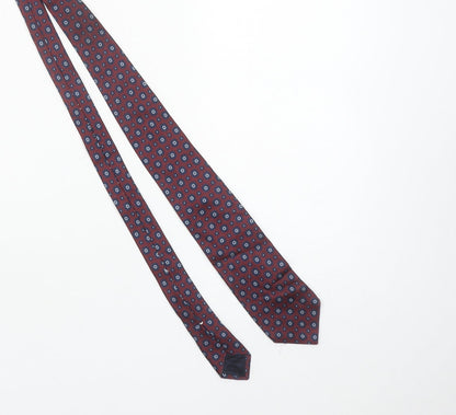 Boggi Milano Men's Red Geometric Wool Silk Pointed Tie One Size