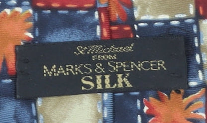 Marks and Spencer Men’s Multicoloured Silk Checked Tie 176 Slim Style