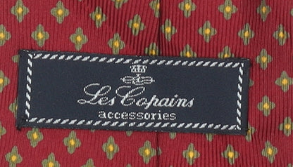Les Copains Men's Red Geometric Silk Designer Tie One Size