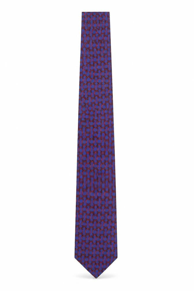Mens James Meade Blue Geometric 100% Silk Pointed Tie
